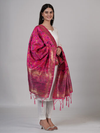 Women's Kashmiri Floral Silk Blend Dupatta - Image 2