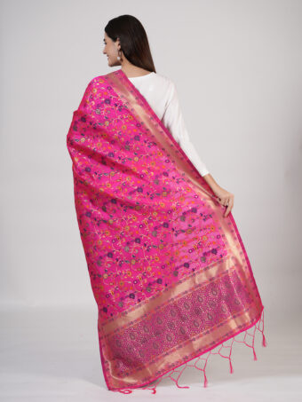 Women's Kashmiri Floral Silk Blend Dupatta - Image 5
