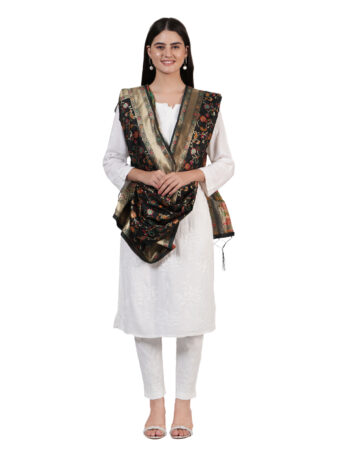 Women's Kashmiri Floral Silk Blend Dupatta - Image 3