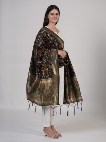 Women's Kashmiri Floral Silk Blend Dupatta - Image 2