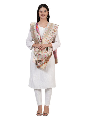 Women's Kashmiri Floral Silk Blend Dupatta - Image 3