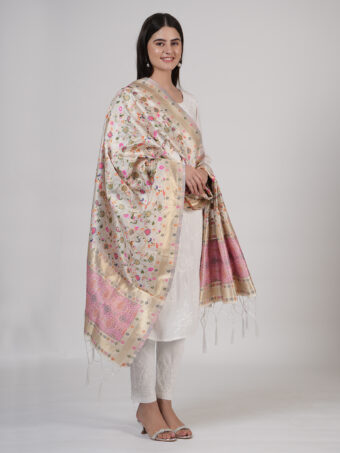 Women's Kashmiri Floral Silk Blend Dupatta - Image 2