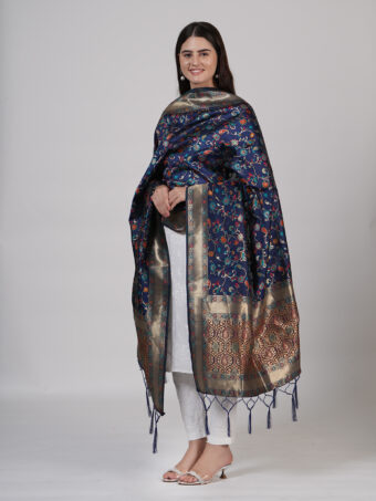 Women's Kashmiri Floral Silk Blend Dupatta - Image 2