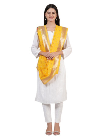 Woven Paithani Banarasi Silk Dupatta - Image 4