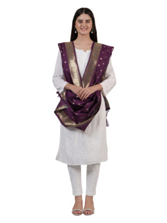 Woven Paithani Banarasi Silk Dupatta - Image 4