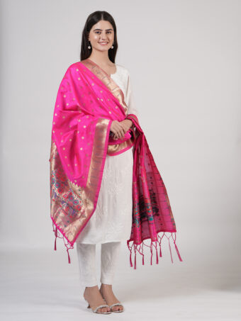 Woven Paithani Banarasi Silk Dupatta - Image 2