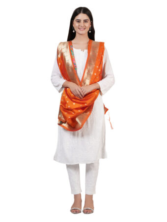 Woven Paithani Banarasi Silk Dupatta - Image 6