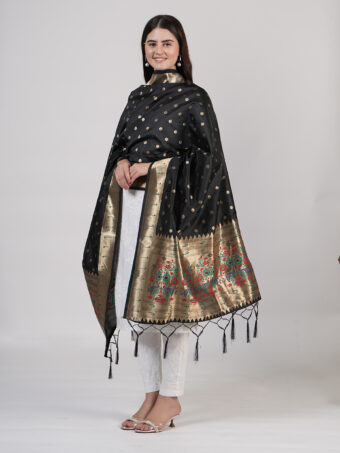 Woven Paithani Banarasi Silk Dupatta - Image 2