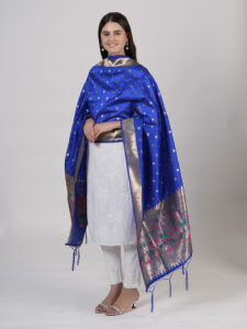 MUFFLY Silk Pathani Dupatta – Traditional Woven Design