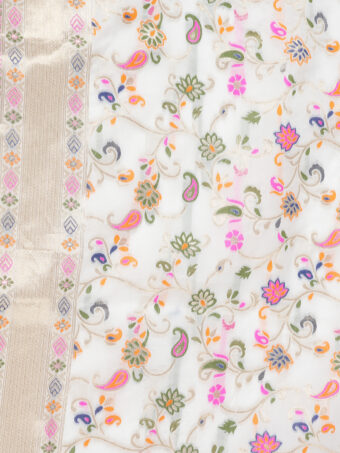 Women's Kashmiri Floral Silk Blend Dupatta - Image 7
