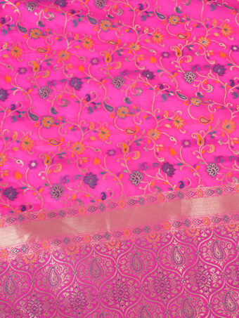 Women's Kashmiri Floral Silk Blend Dupatta - Image 8