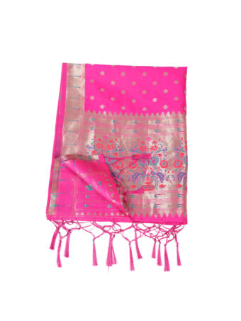 Woven Paithani Banarasi Silk Dupatta - Image 5