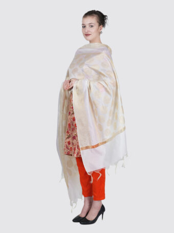 Woven Design Silk Blend Banarasi Dupatta with Zari - Image 4