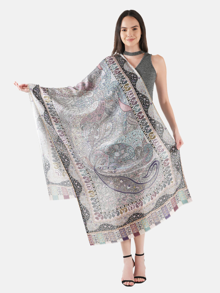 MUFFLY Kalamkari Print Stole for Women – 28x80 Artistic Heritage Wrap