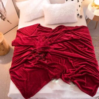 AC Flannel Fleece Throw Blankets for Double Bed, Dohar 90X90 Inches, Ultra Soft Warm Ribbed Microfiber