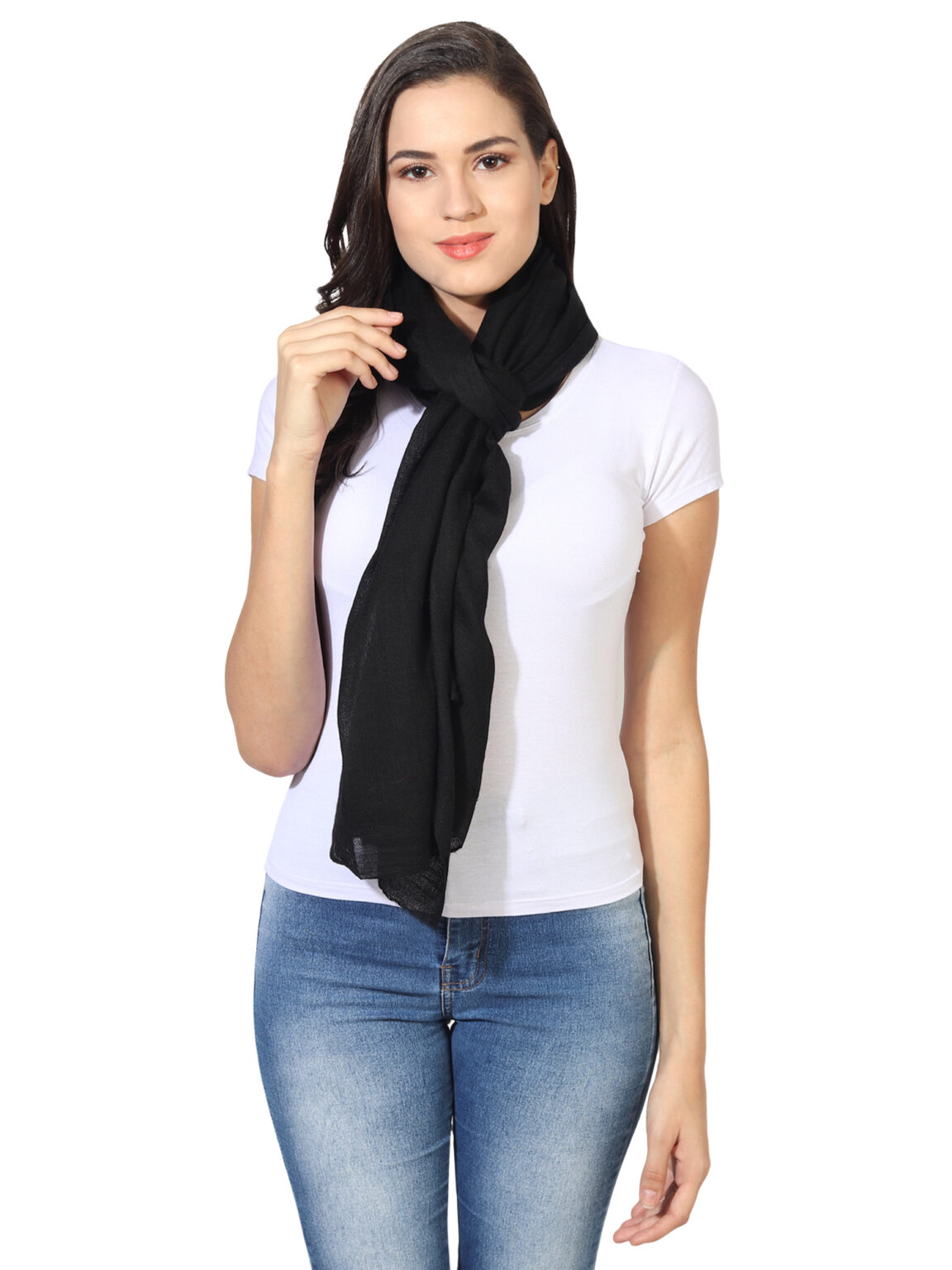 MUFFLY Wool Blend Solid Stole for Women – 28x80 Elegant Wrap - Image 2