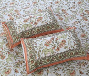 100% Cotton Jaipuri Printed Double Bedsheet with Two Pillow Covers - Image 3