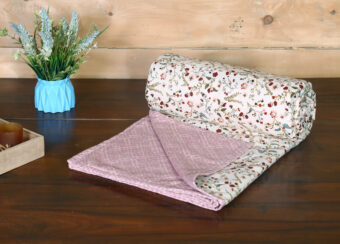 AC Flannel Fleece Throw Blankets for Double Bed, Dohar 90X90 Inches, Ultra Soft Warm Ribbed Microfiber