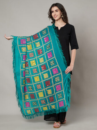 MUFFLY Women Multi-Color Chiffon Embroidered Dupatta