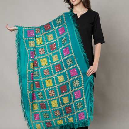 MUFFLY Women Multi-Color Chiffon Embroidered Dupatta