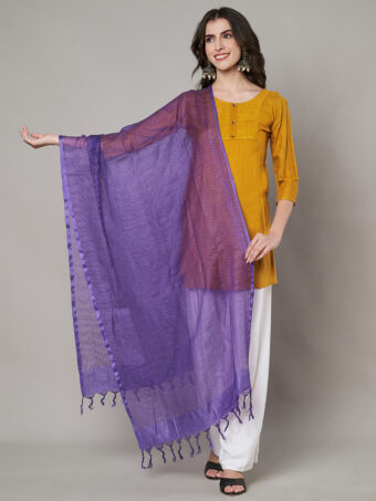 MUFFLY Women Purple Cotton Solid Dupatta