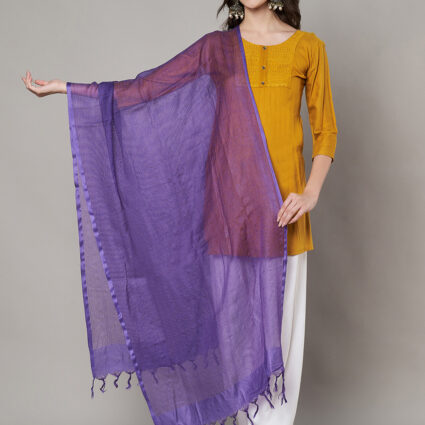 MUFFLY Women Purple Cotton Solid Dupatta