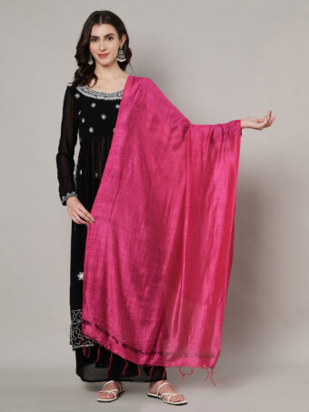 MUFFLY Women Pink Cotton Solid Dupatta