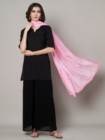 MUFFLY Women Pink Cotton Floral Dupatta - Image 2