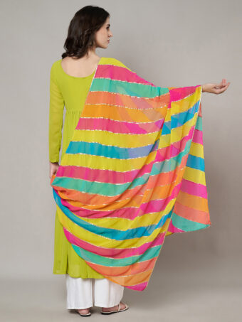 MUFFLY Women Multi-Color Chiffon Colorblock Dupatta - Image 2
