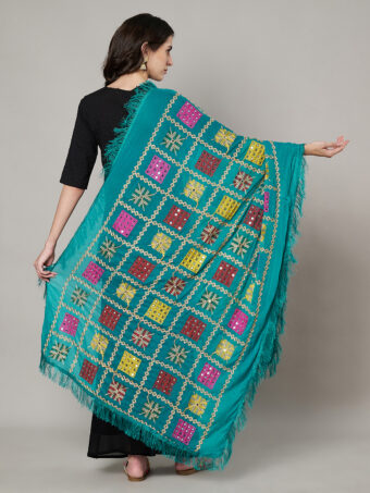 MUFFLY Women Multi-Color Chiffon Embroidered Dupatta - Image 2