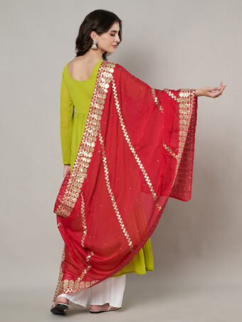 MUFFLY Women Maroon Silk Embellished Dupatta - Image 2