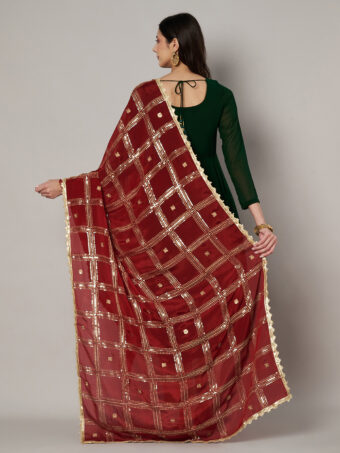 MUFFLY Multi-Color Chinnon Dupatta with Sequence Embroidery Work - Image 2