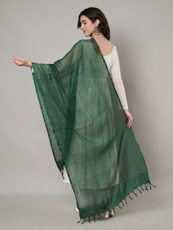 MUFFLY Women Green Cotton Solid Dupatta - Image 2