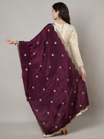 MUFFLY Women Purple Chiffon Embellished Dupatta - Image 2