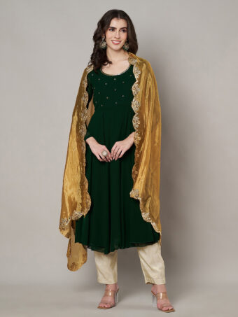 MUFFLY Women Mustard Silk Embroidered Dupatta - Image 3