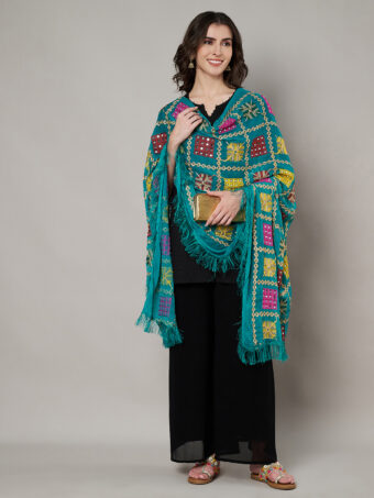 MUFFLY Women Multi-Color Chiffon Embroidered Dupatta - Image 3