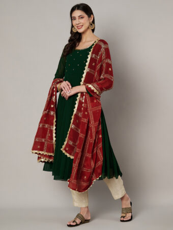 MUFFLY Multi-Color Chinnon Dupatta with Sequence Embroidery Work - Image 3