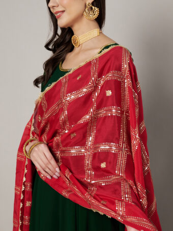 MUFFLY Maroon Chinnon Dupatta with Sequence Embroidery Work - Image 3