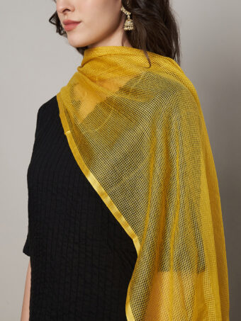 MUFFLY Women Mustard Cotton Solid Dupatta - Image 4