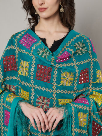 MUFFLY Women Multi-Color Chiffon Embroidered Dupatta - Image 4