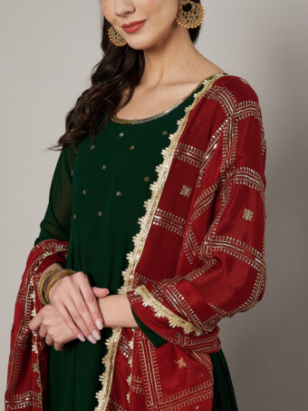 MUFFLY Multi-Color Chinnon Dupatta with Sequence Embroidery Work - Image 4