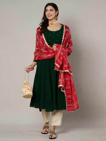 MUFFLY Maroon Chinnon Dupatta with Sequence Embroidery Work - Image 5
