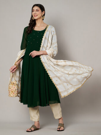 MUFFLY White Chinnon Dupatta with Sequence Embroidery Work - Image 3