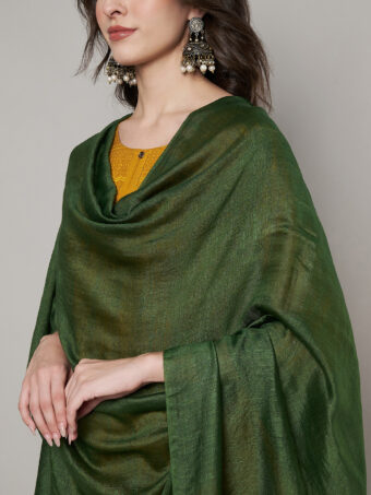 MUFFLY Women Green Cotton Solid Dupatta - Image 5