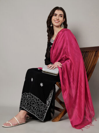 MUFFLY Women Pink Cotton Solid Dupatta - Image 4