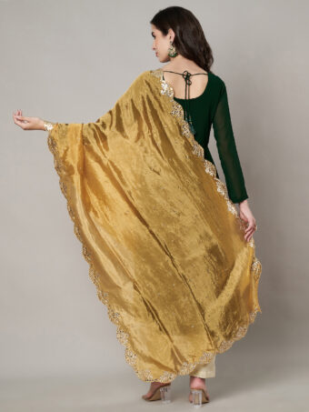 MUFFLY Women Mustard Silk Embroidered Dupatta - Image 5