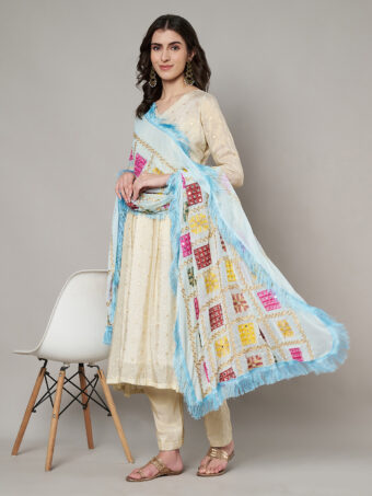 MUFFLY Women Multi-Color Chiffon Embroidered Dupatta - Image 5