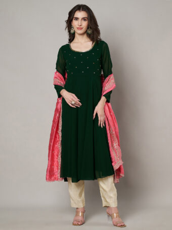 MUFFLY Women Pink Silk Embroidered Dupatta - Image 5