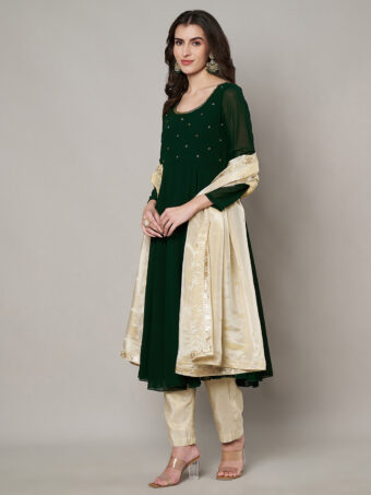 MUFFLY Women Off White Silk Embroidered Dupatta - Image 5
