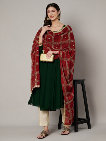 MUFFLY Multi-Color Chinnon Dupatta with Sequence Embroidery Work - Image 5